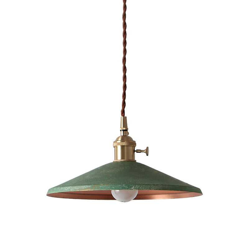 Suspension rustique avec abat-jour en soucoupe et cordon réglable - Argent/Rouge/Bleu