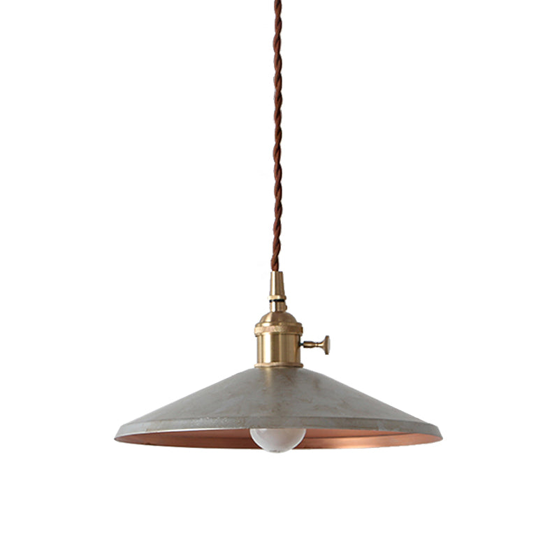 Suspension rustique avec abat-jour en soucoupe et cordon réglable - Argent/Rouge/Bleu