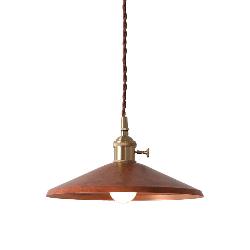 Suspension rustique avec abat-jour en soucoupe et cordon réglable - Argent/Rouge/Bleu