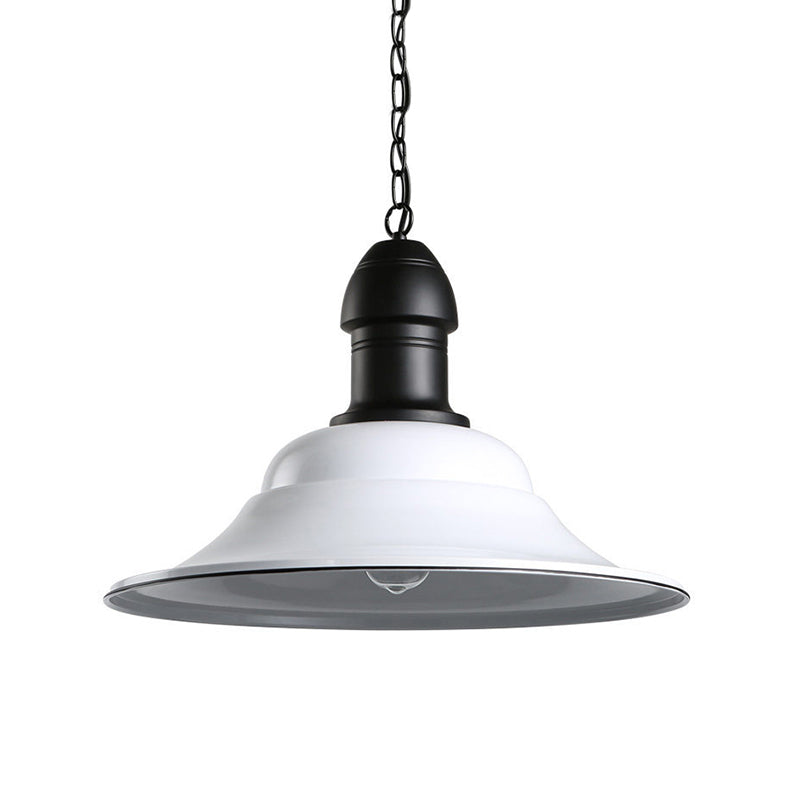 Suspension industrielle vintage avec abat-jour cloche pour salle à manger - Blanc