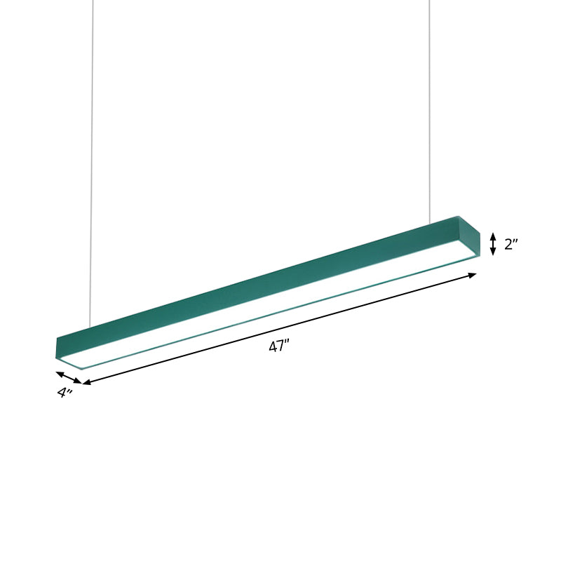 Modern Rectangular Linear Pendant Lighting - Vibrant LED Metal Hanging Lamp for Office