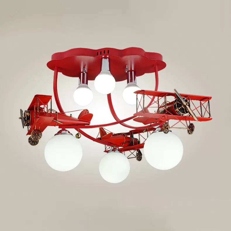 Modern Globe Flush Ceiling Light for Child's Bedroom