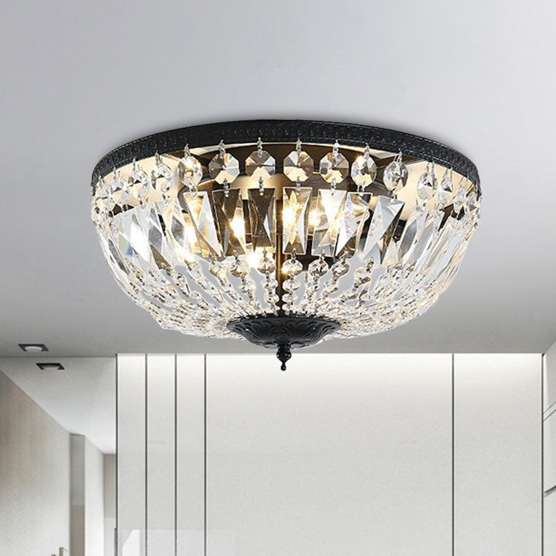 Crystal Strands Shade Flushmount Light with Metal Finish