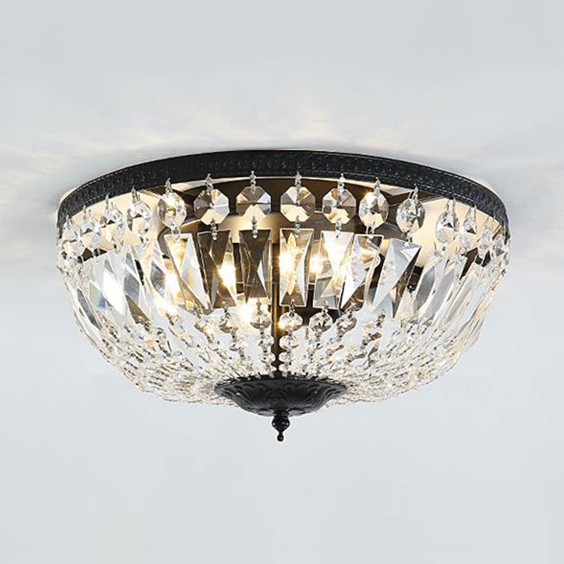 Crystal Strands Shade Flushmount Light with Metal Finish