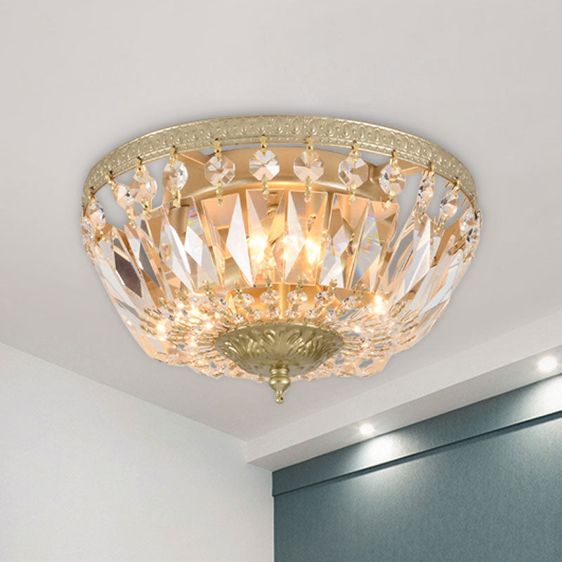 Crystal Strands Shade Flushmount Light with Metal Finish