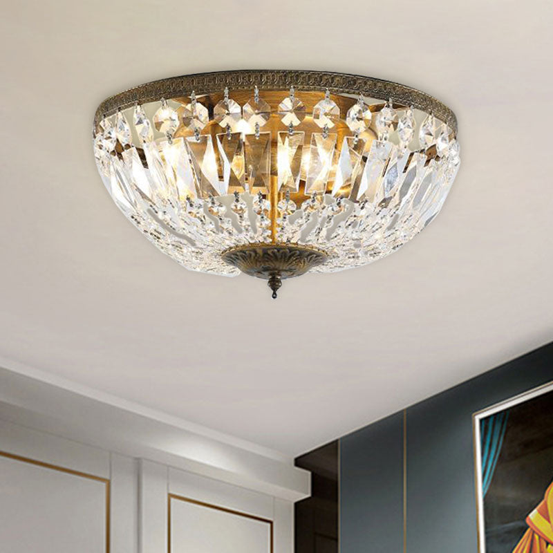 Crystal Strands Shade Flushmount Light with Metal Finish