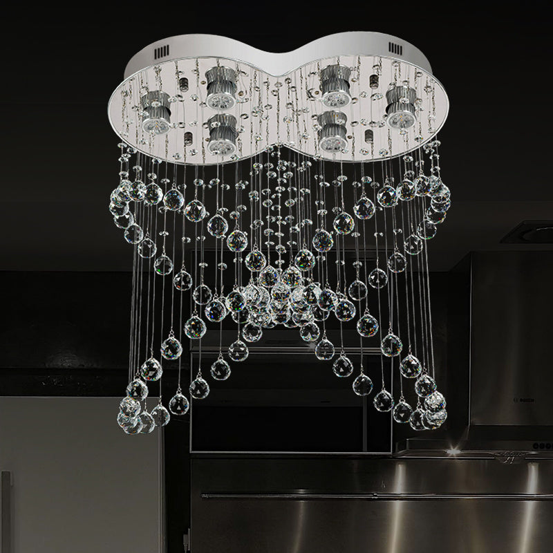 Modern Butterfly Crystal Flush Mount Pendant with 4 Rings