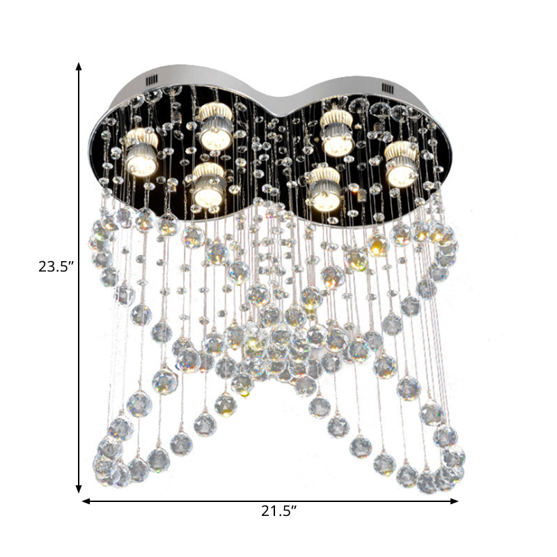 Modern Butterfly Crystal Flush Mount Pendant with 4 Rings
