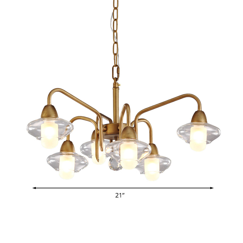 Lustre moderne en verre dépoli - Suspension elliptique à 6 lumières pour l'éclairage de la salle à manger