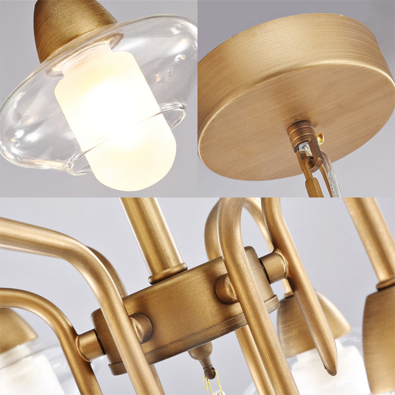 Lustre moderne en verre dépoli - Suspension elliptique à 6 lumières pour l'éclairage de la salle à manger