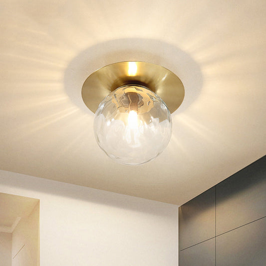 Mini LED Flush Light: Simple & Elegant Foyer Ceiling Flush Mount with Clear Glass Shade in Gold