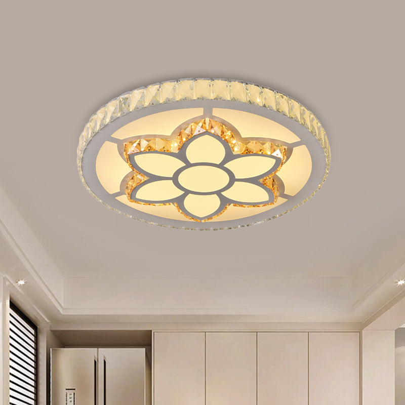Modern LED Flush Mount Ceiling Light with Clear Crystal Design for Bedroom