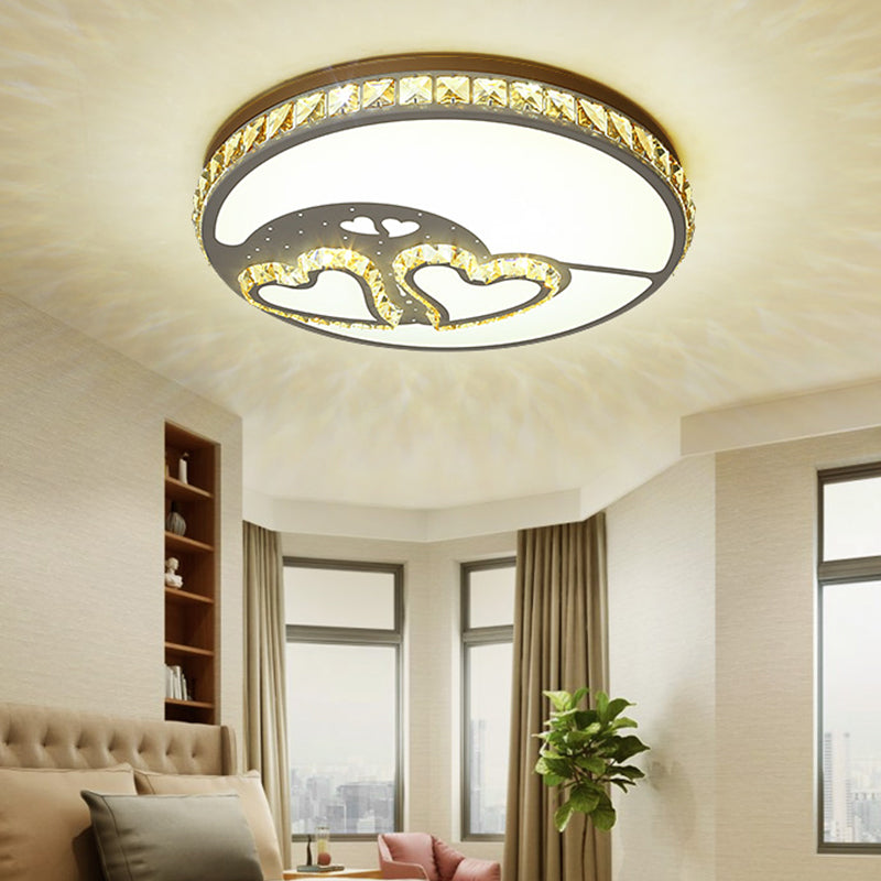 Minimal Moon Crystal LED Ceiling Light with White Leaf/Heart/Star Pattern