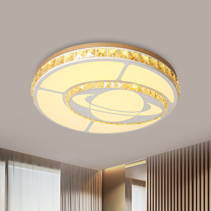Minimal Moon Crystal LED Ceiling Light with White Leaf/Heart/Star Pattern