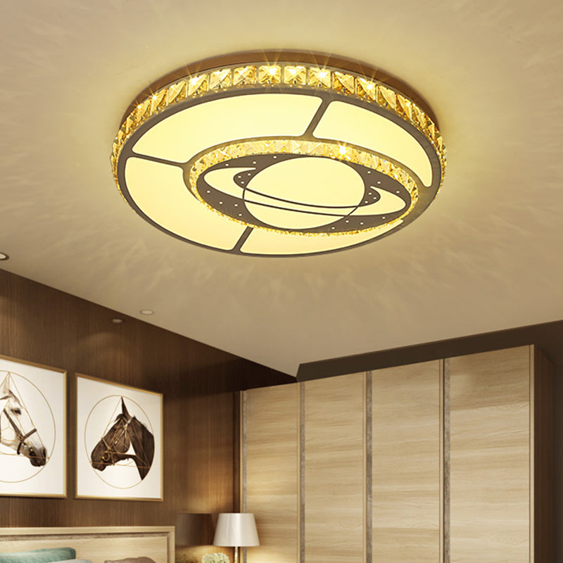 Minimal Moon Crystal LED Ceiling Light with White Leaf/Heart/Star Pattern