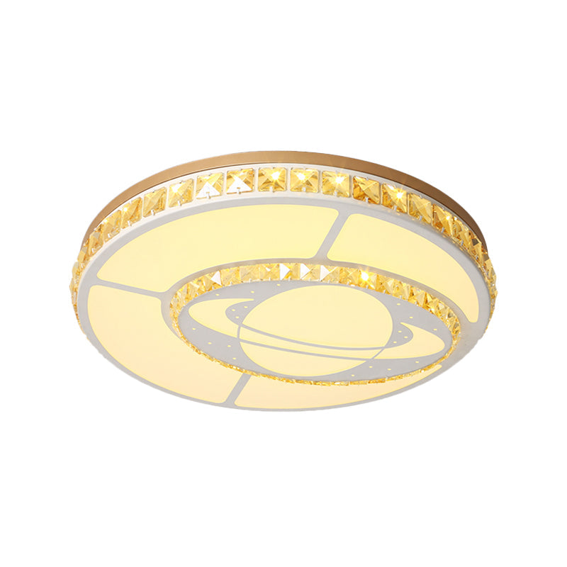 Minimal Moon Crystal LED Ceiling Light with White Leaf/Heart/Star Pattern