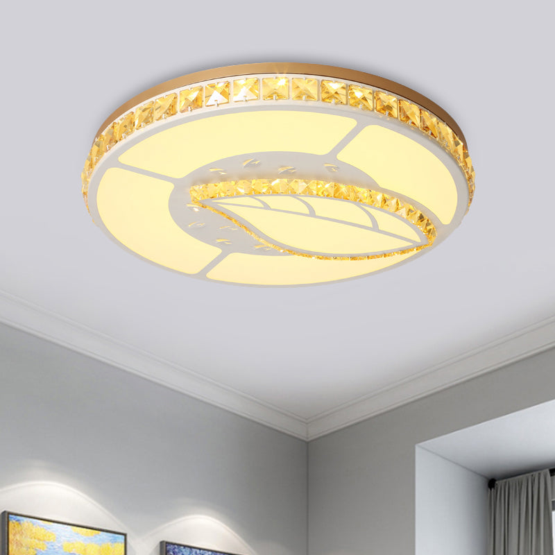 Minimal Moon Crystal LED Ceiling Light with White Leaf/Heart/Star Pattern