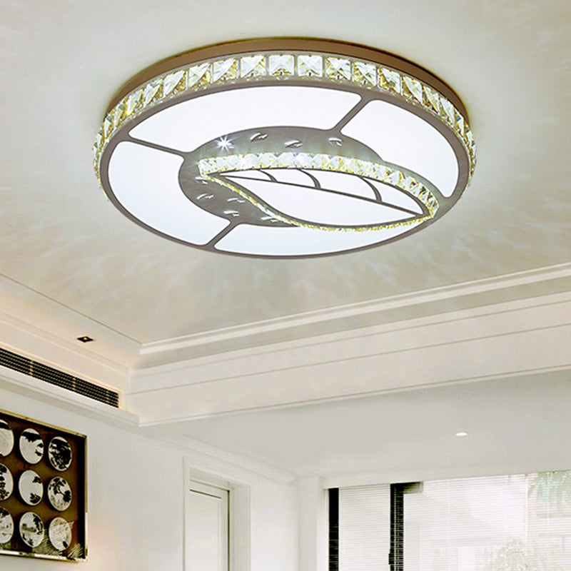 Minimal Moon Crystal LED Ceiling Light with White Leaf/Heart/Star Pattern