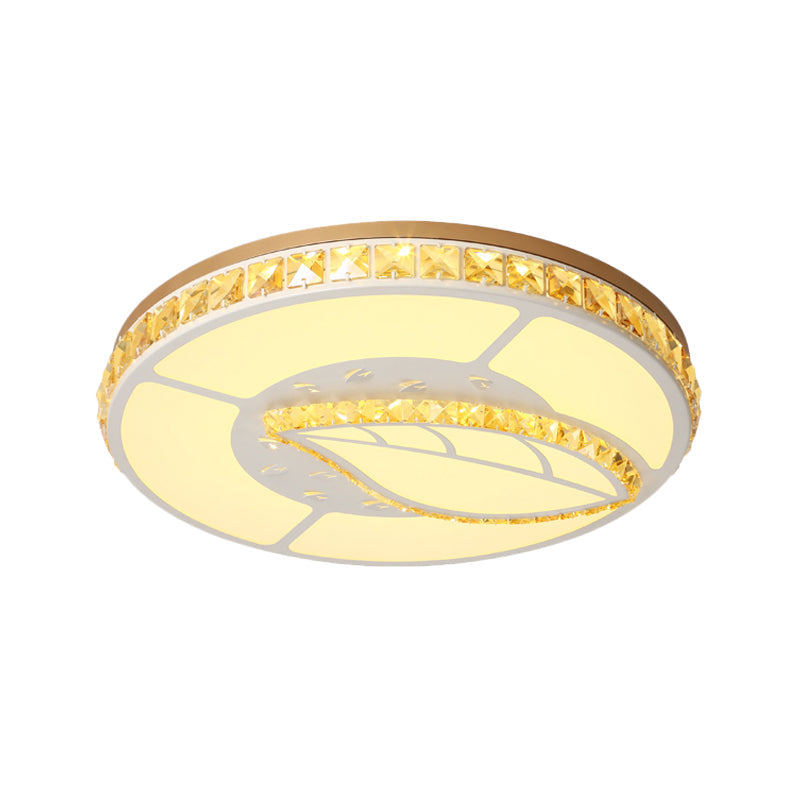 Minimal Moon Crystal LED Ceiling Light with White Leaf/Heart/Star Pattern
