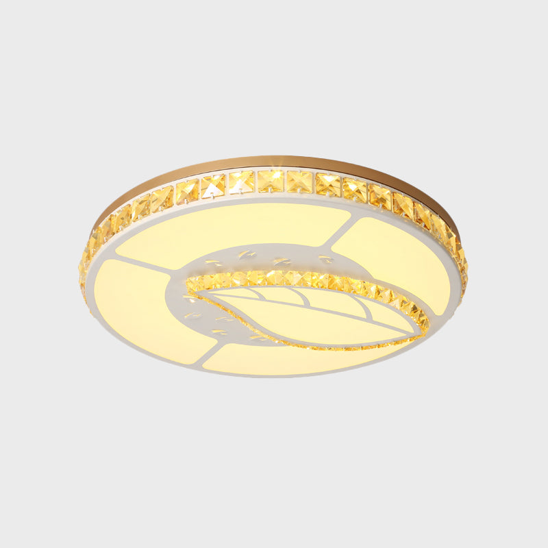 Minimal Moon Crystal LED Ceiling Light with White Leaf/Heart/Star Pattern