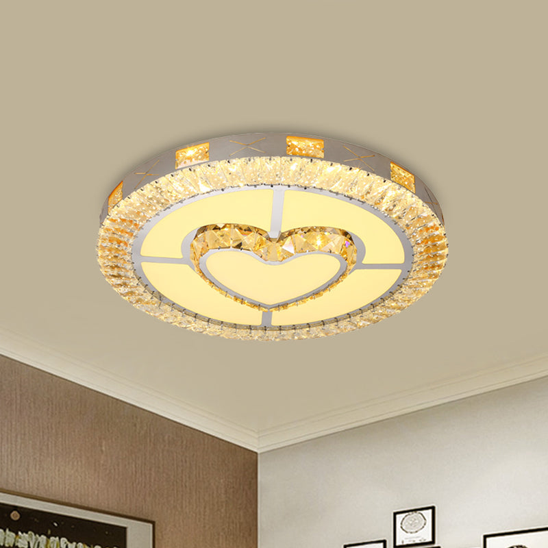 LED Crystal Ceiling Light Flush-Mount Fixture - Modern Chrome with Clear Inlaid Diamond/Flower/Star - Bedroom Lighting