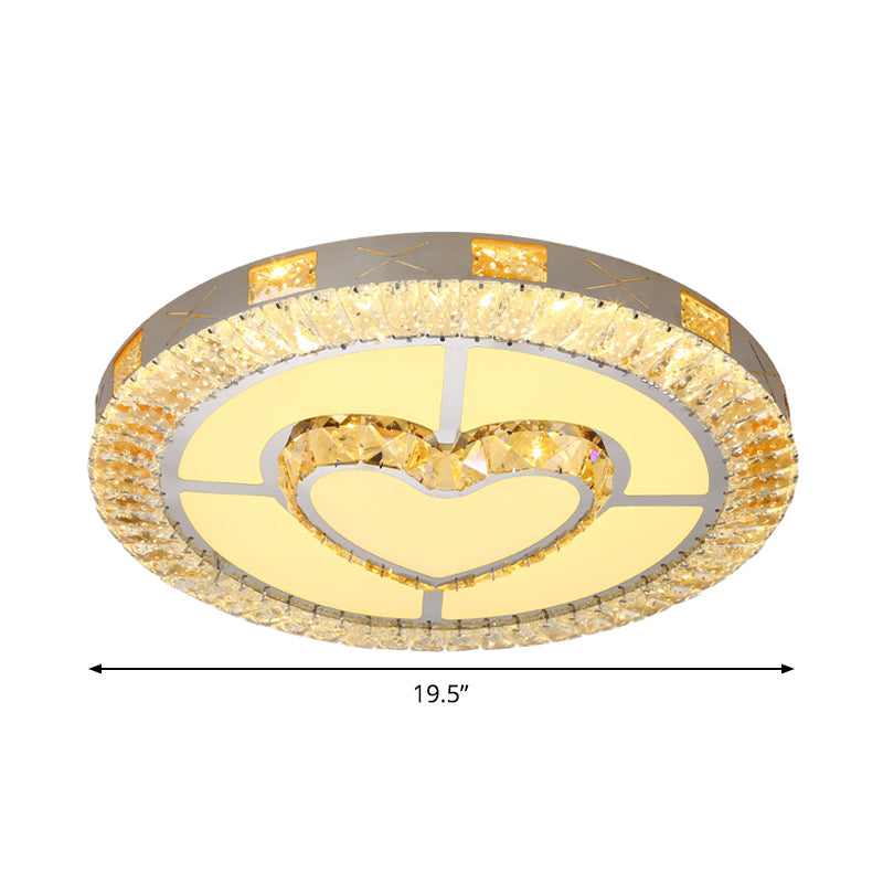 LED Crystal Ceiling Light Flush-Mount Fixture - Modern Chrome with Clear Inlaid Diamond/Flower/Star - Bedroom Lighting