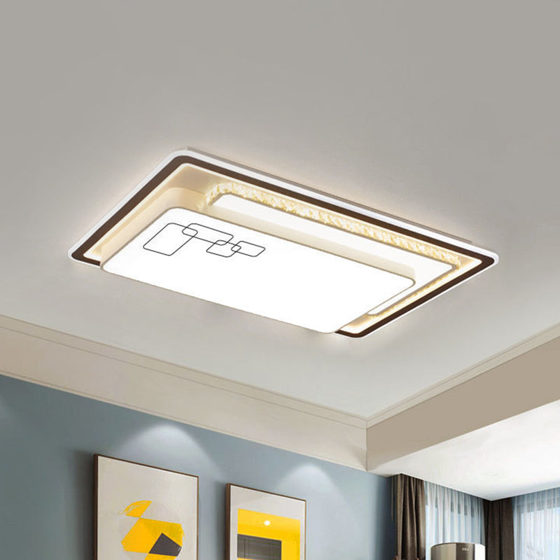 Modern Oversized LED Ceiling Lamp with Crystal Accent & Warm/White Light