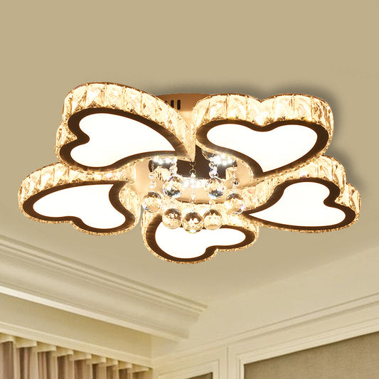 Loving Heart Crystal Block Ceiling Flush LED Mount Light