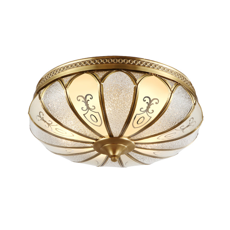 Lotus Frosted Glass Flush Mount Ceiling Light Fixture - Colonial Design, Gold Finish - 3/4/5 Heads - Ideal for Bedrooms