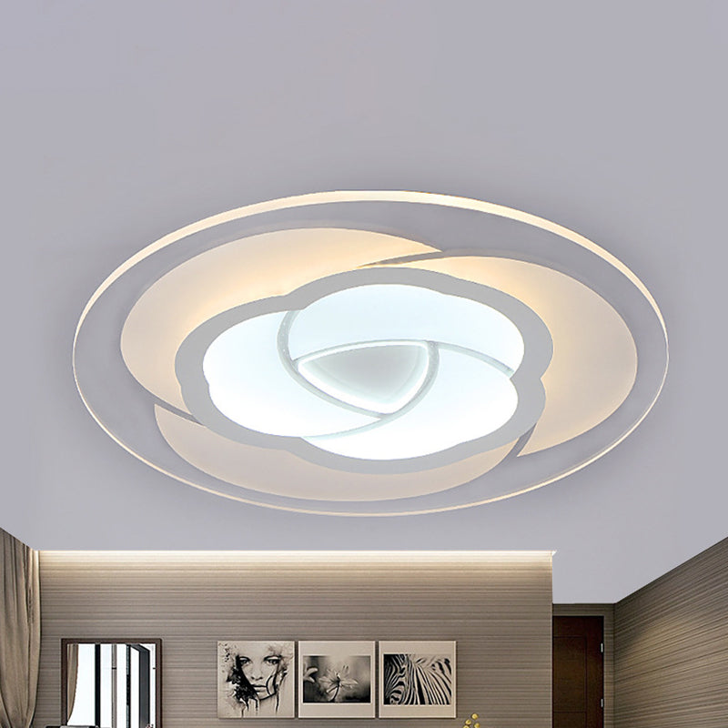 Blossom Ultra Thin Acrylic Flushmount Modernism White LED Ceiling Light, 16.5"/20.5" Warm/White Light