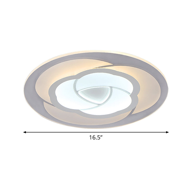 Blossom Ultra Thin Acrylic Flushmount Modernism White LED Ceiling Light, 16.5"/20.5" Warm/White Light