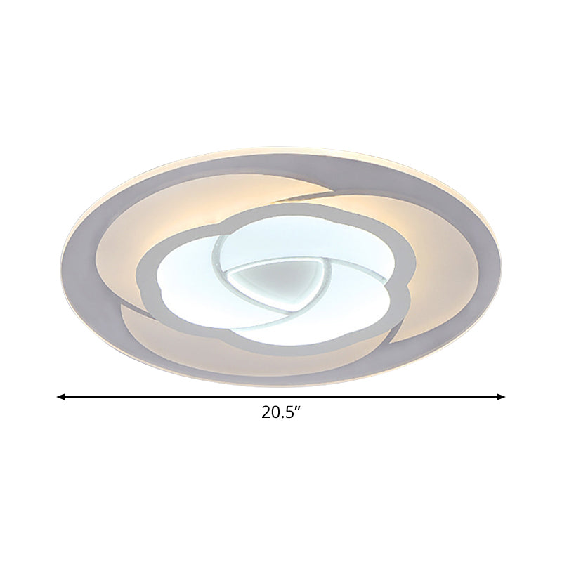 Blossom Ultra Thin Acrylic Flushmount Modernism White LED Ceiling Light, 16.5"/20.5" Warm/White Light
