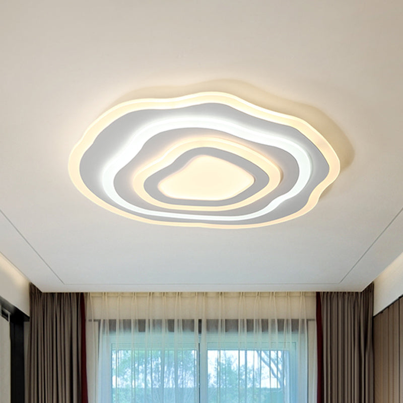 Modern LED Ceiling Lamp: 19.5"/23.5" Wide, Acrylic White Flush Mount with Warm/White Light for Lounge