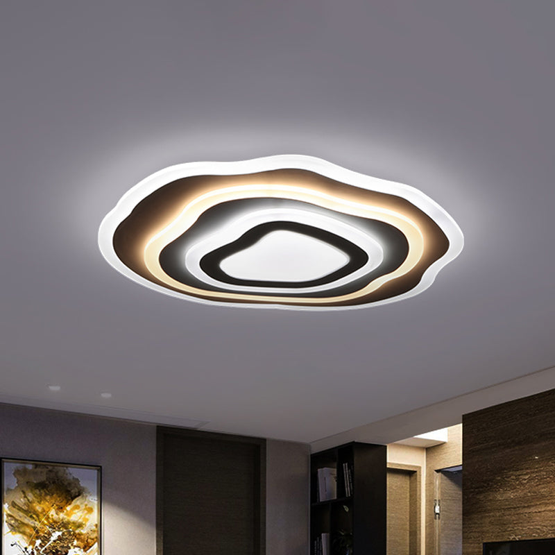 Modern LED Ceiling Lamp: 19.5"/23.5" Wide, Acrylic White Flush Mount with Warm/White Light for Lounge