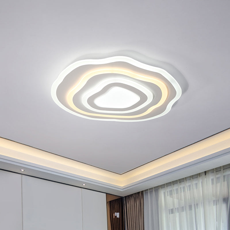 Modern LED Ceiling Lamp: 19.5"/23.5" Wide, Acrylic White Flush Mount with Warm/White Light for Lounge