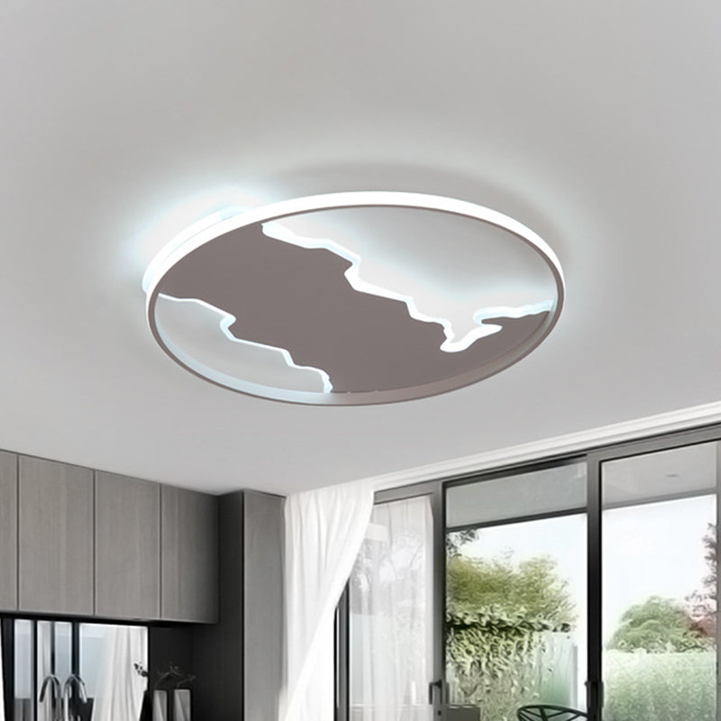 Nordic White Thin Loop LED Ceiling Light with Zigzag Panel, Warm/White - 16.5"/20.5" W