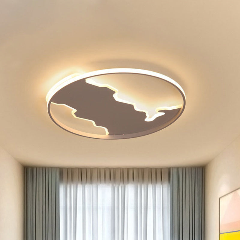 Nordic White Thin Loop LED Ceiling Light with Zigzag Panel, Warm/White - 16.5"/20.5" W