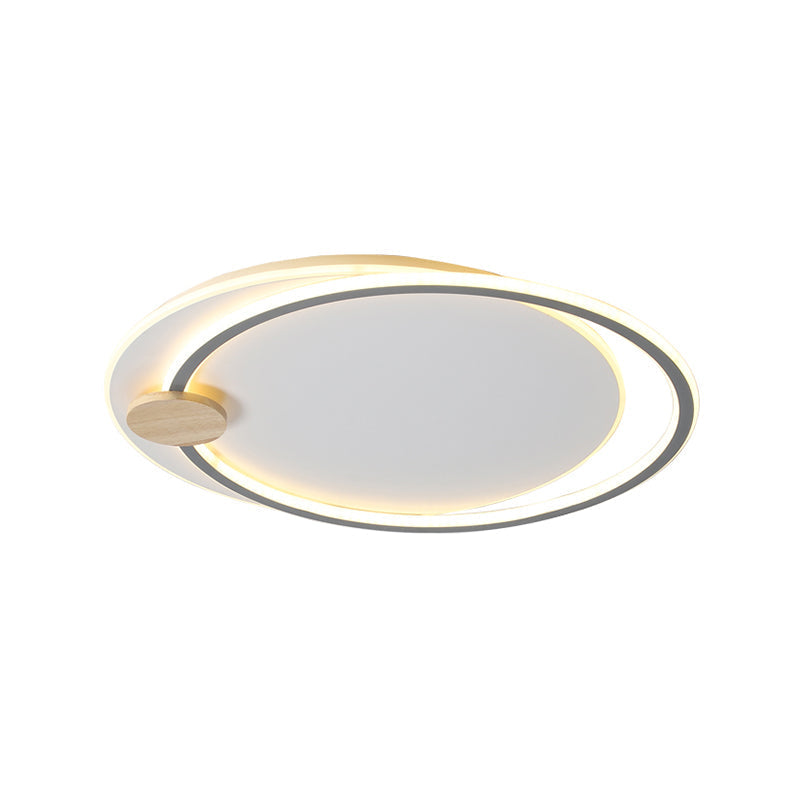 Minimalist Dual Circle LED Ceiling Light in Black/Grey for Warm/White Lighting - 16.5"/20.5" Wide Flush Mount