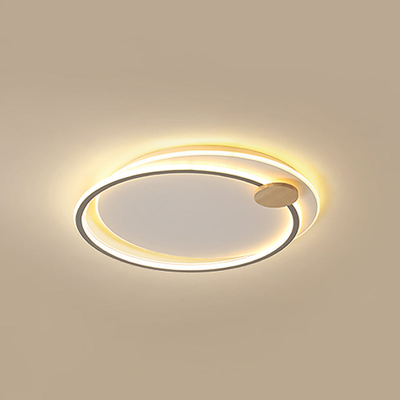 Minimalist Dual Circle LED Ceiling Light in Black/Grey for Warm/White Lighting - 16.5"/20.5" Wide Flush Mount
