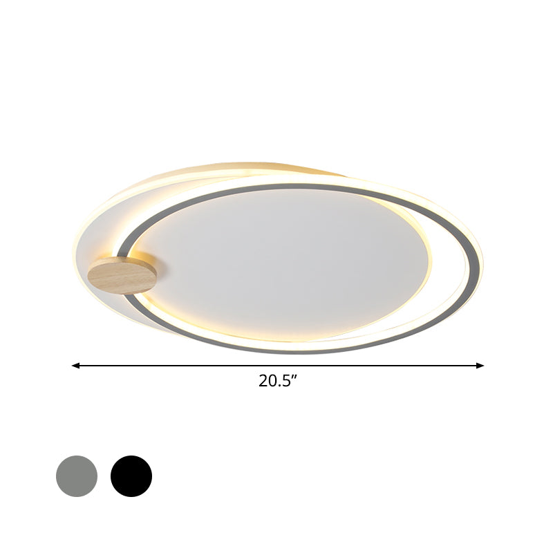 Minimalist Dual Circle LED Ceiling Light in Black/Grey for Warm/White Lighting - 16.5"/20.5" Wide Flush Mount