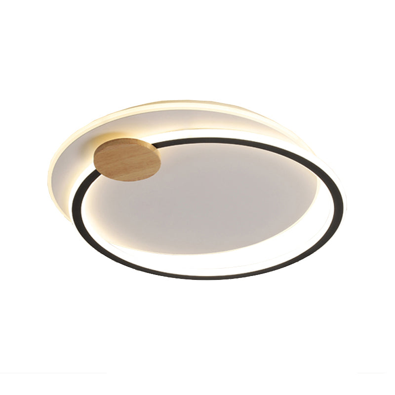 Minimalist Dual Circle LED Ceiling Light in Black/Grey for Warm/White Lighting - 16.5"/20.5" Wide Flush Mount
