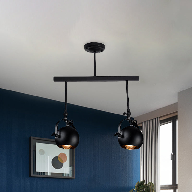 Plafonnier semi-encastré industriel en forme de dôme en fer pour restaurant avec design linéaire - 2/3 ampoules noires