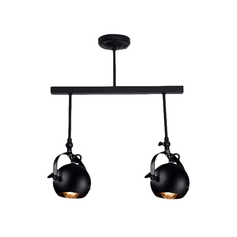 Plafonnier semi-encastré industriel en forme de dôme en fer pour restaurant avec design linéaire - 2/3 ampoules noires