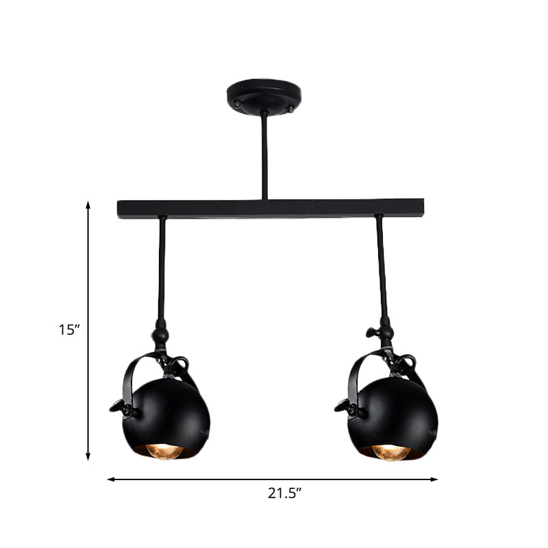 Plafonnier semi-encastré industriel en forme de dôme en fer pour restaurant avec design linéaire - 2/3 ampoules noires