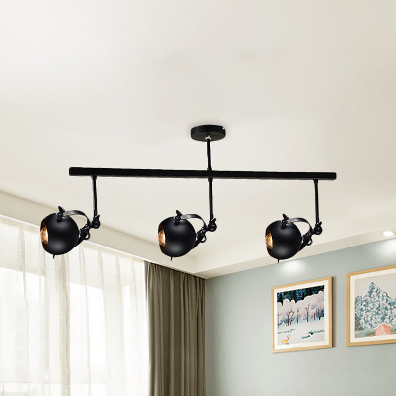 Plafonnier semi-encastré industriel en forme de dôme en fer pour restaurant avec design linéaire - 2/3 ampoules noires