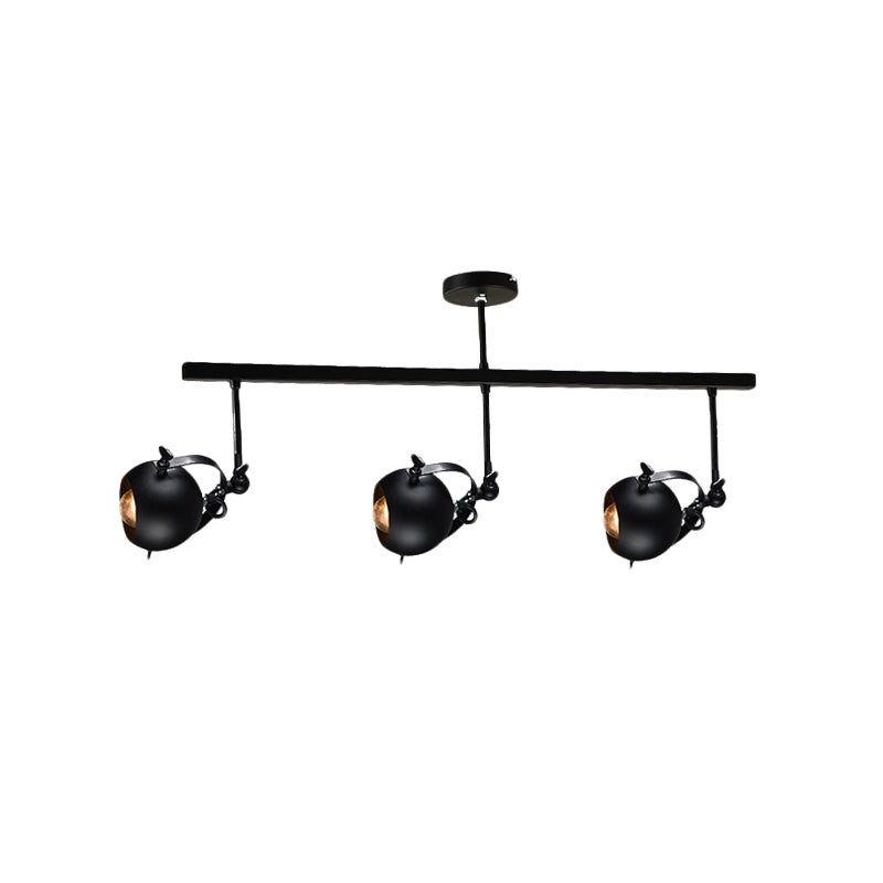 Plafonnier semi-encastré industriel en forme de dôme en fer pour restaurant avec design linéaire - 2/3 ampoules noires