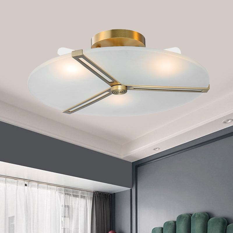 Lustre semi-encastré rétro en verre dépoli