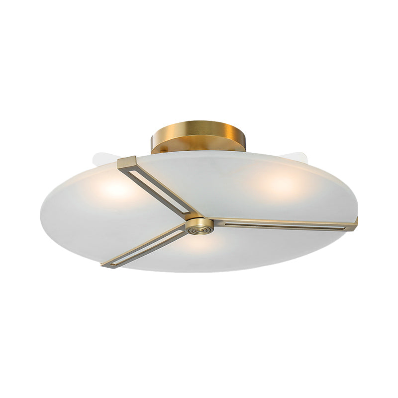 Lustre semi-encastré rétro en verre dépoli