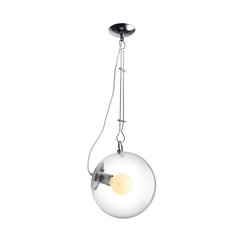 Minimalist Chrome Ceiling Pendant With Clear Glass Shade 1-Light Bedside Hanging Light