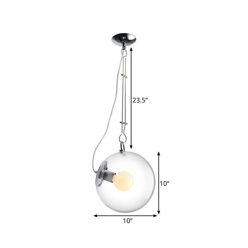 Minimalist Chrome Ceiling Pendant With Clear Glass Shade 1-Light Bedside Hanging Light